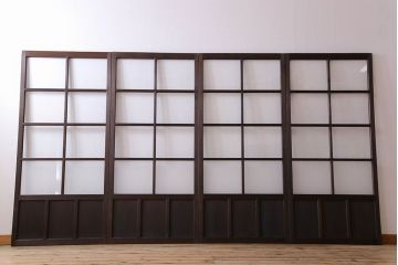 和製アンティーク　すりガラス入り!古い木のガラス戸4枚セット