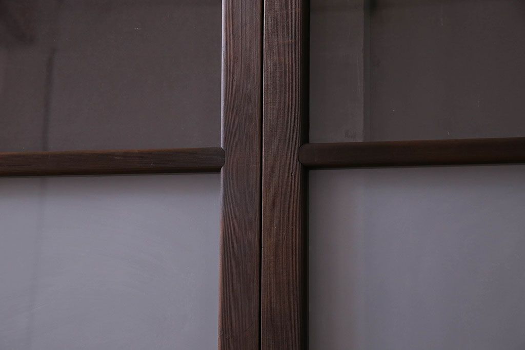 和製アンティーク　すりガラス入り!古い木のガラス戸4枚セット