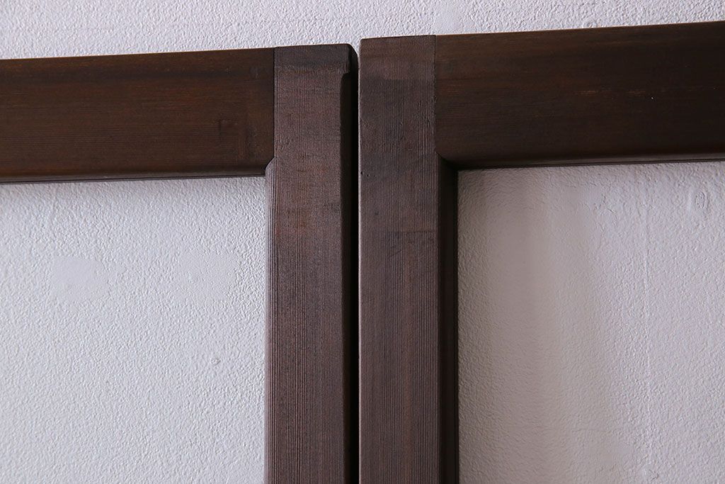 和製アンティーク　すりガラス入り!古い木のガラス戸4枚セット