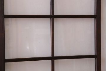 和製アンティーク　すりガラス入り!古い木のガラス戸4枚セット
