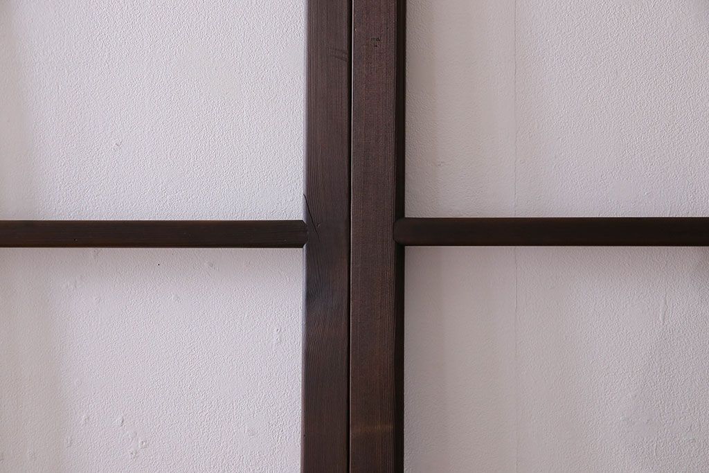 和製アンティーク　すりガラス入り!古い木のガラス戸4枚セット