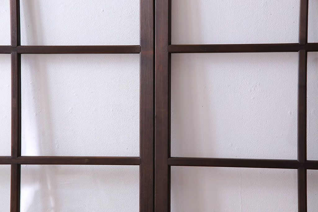 和製アンティーク　すりガラス入り!古い木のガラス戸4枚セット