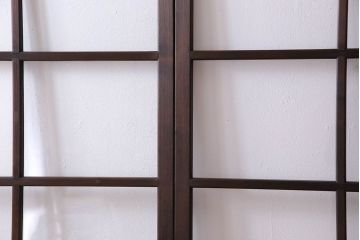 和製アンティーク　すりガラス入り!古い木のガラス戸4枚セット