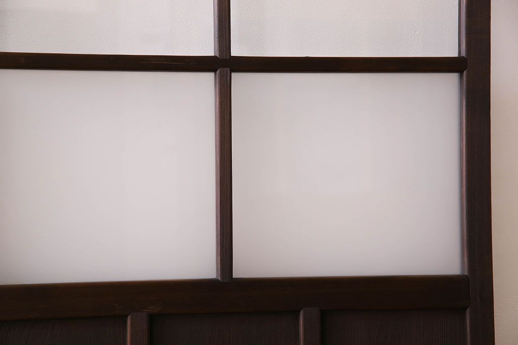 和製アンティーク　すりガラス入り!古い木のガラス戸4枚セット