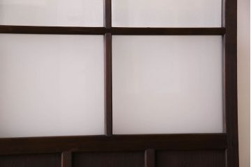 和製アンティーク　すりガラス入り!古い木のガラス戸4枚セット