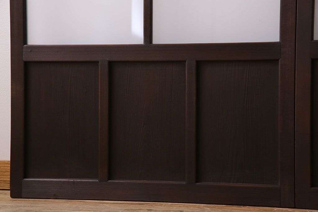 和製アンティーク　すりガラス入り!古い木のガラス戸4枚セット