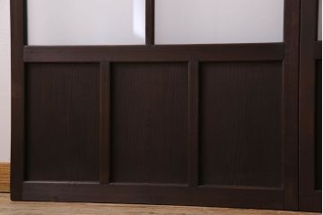 和製アンティーク　すりガラス入り!古い木のガラス戸4枚セット