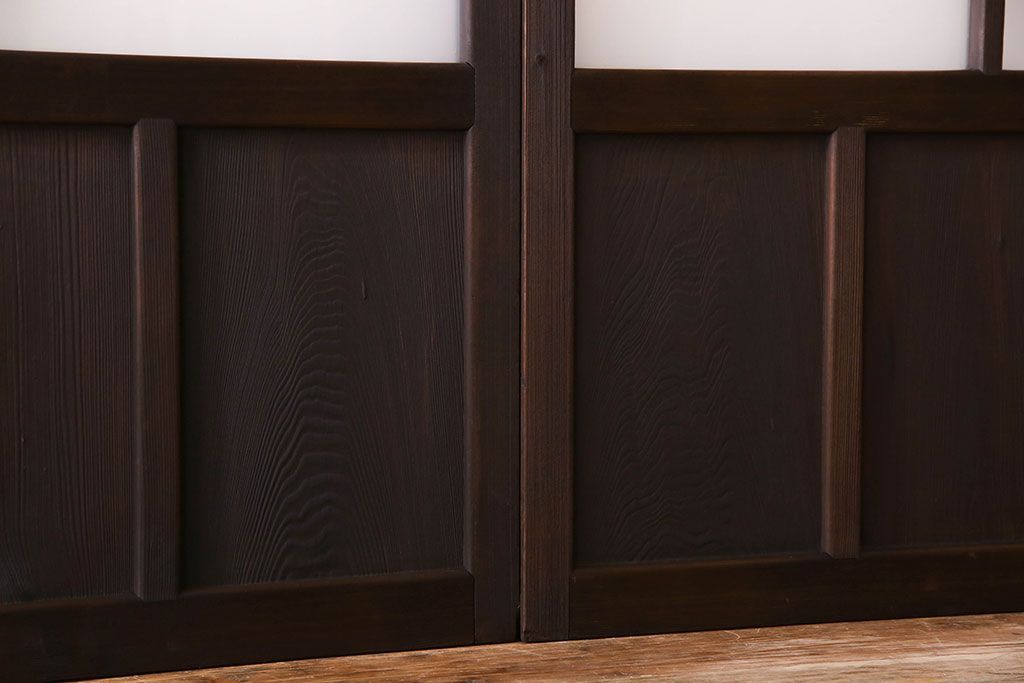 和製アンティーク　すりガラス入り!古い木のガラス戸4枚セット