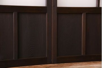 和製アンティーク　すりガラス入り!古い木のガラス戸4枚セット