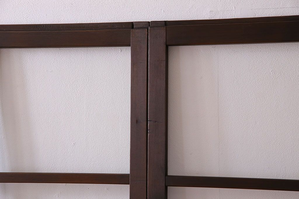 和製アンティーク　すりガラス入り!古い木のガラス戸4枚セット