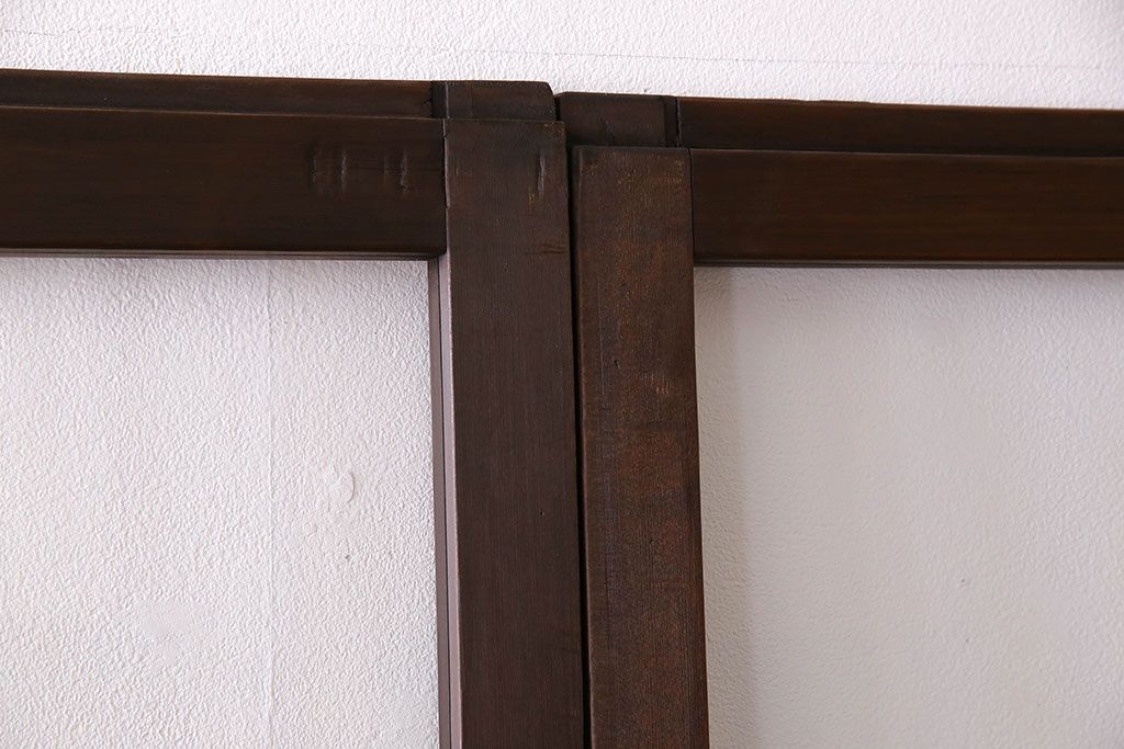 和製アンティーク　すりガラス入り!古い木のガラス戸4枚セット