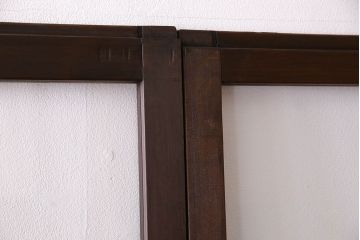 和製アンティーク　すりガラス入り!古い木のガラス戸4枚セット