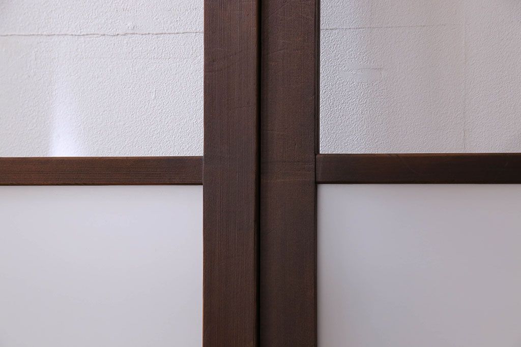 和製アンティーク　すりガラス入り!古い木のガラス戸4枚セット