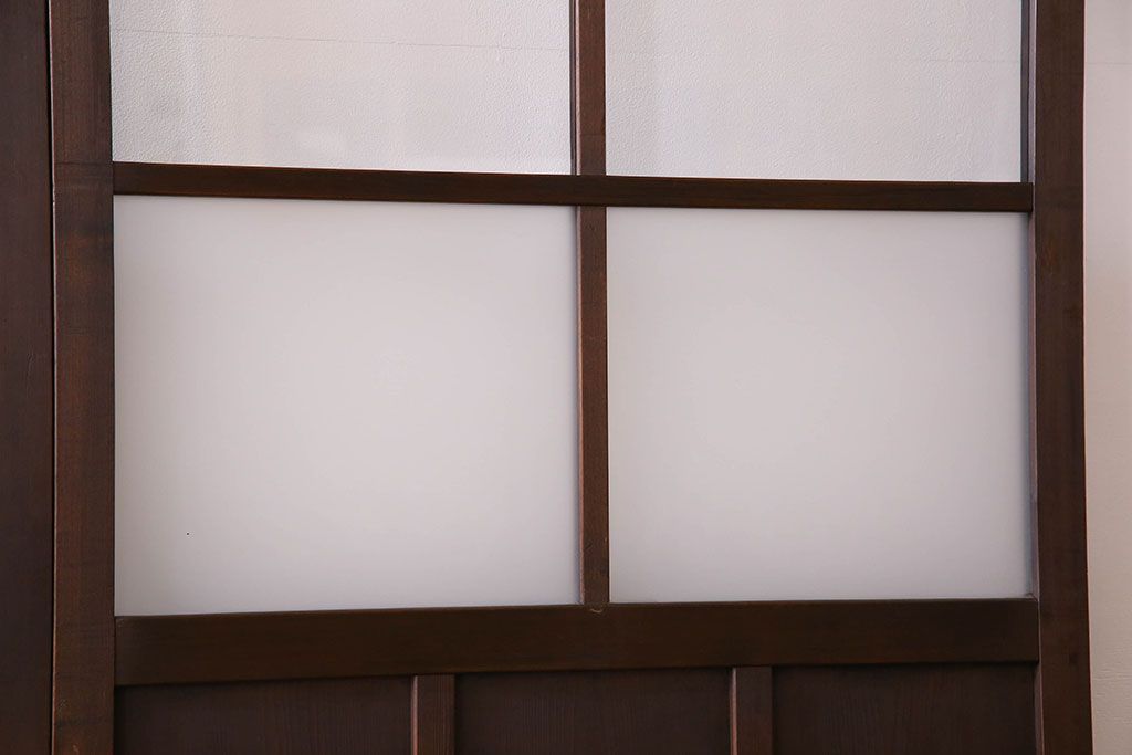 和製アンティーク　すりガラス入り!古い木のガラス戸4枚セット