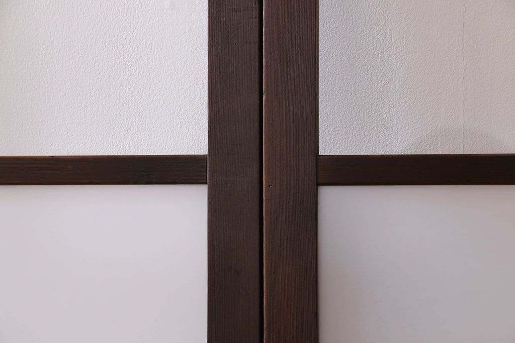 和製アンティーク　すりガラス入り!古い木のガラス戸4枚セット