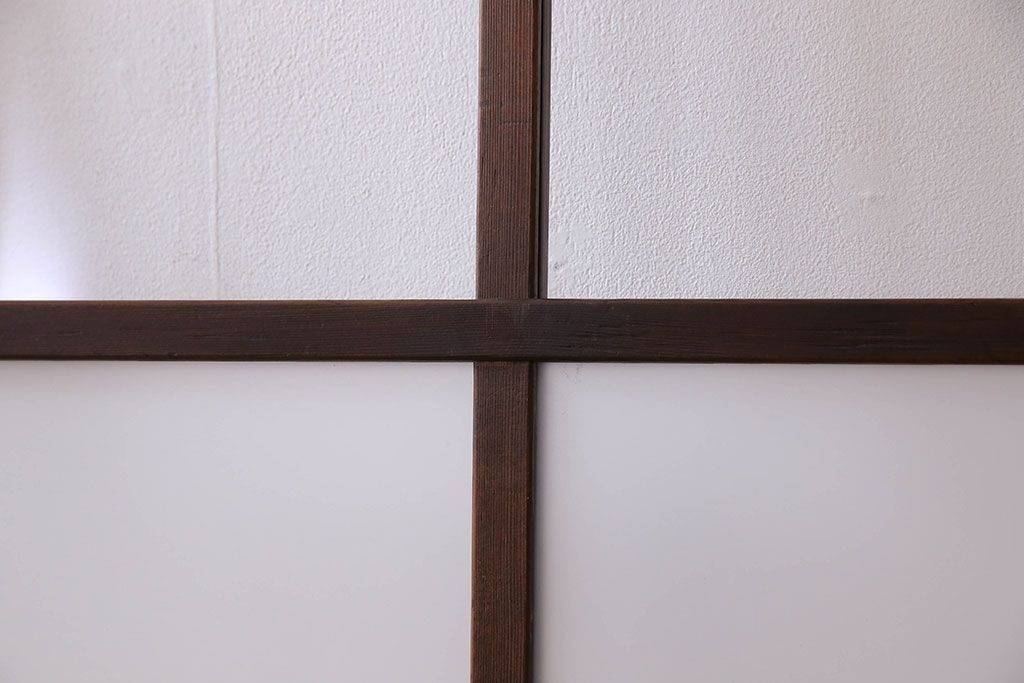 和製アンティーク　すりガラス入り!古い木のガラス戸4枚セット