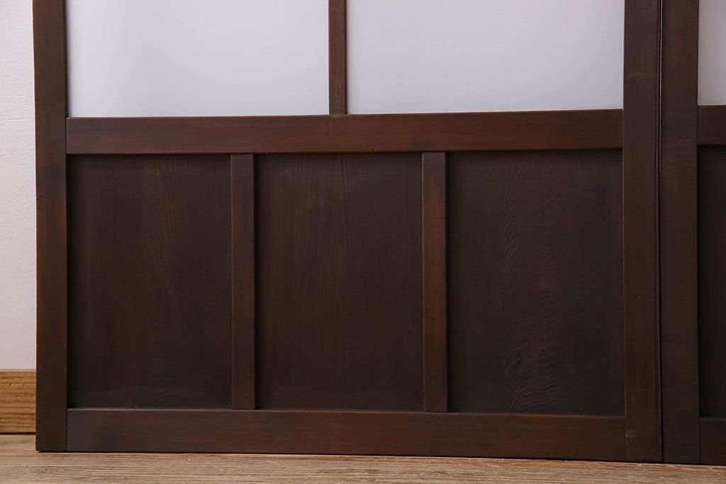 和製アンティーク　すりガラス入り!古い木のガラス戸4枚セット