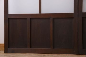 和製アンティーク　すりガラス入り!古い木のガラス戸4枚セット