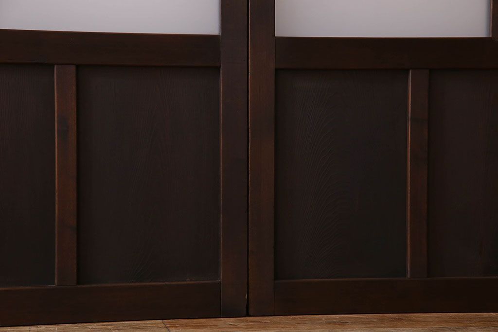 和製アンティーク　すりガラス入り!古い木のガラス戸4枚セット