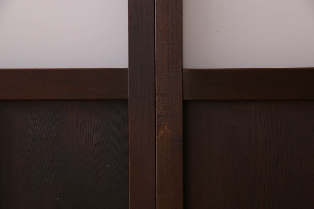 和製アンティーク　すりガラス入り!古い木のガラス戸4枚セット