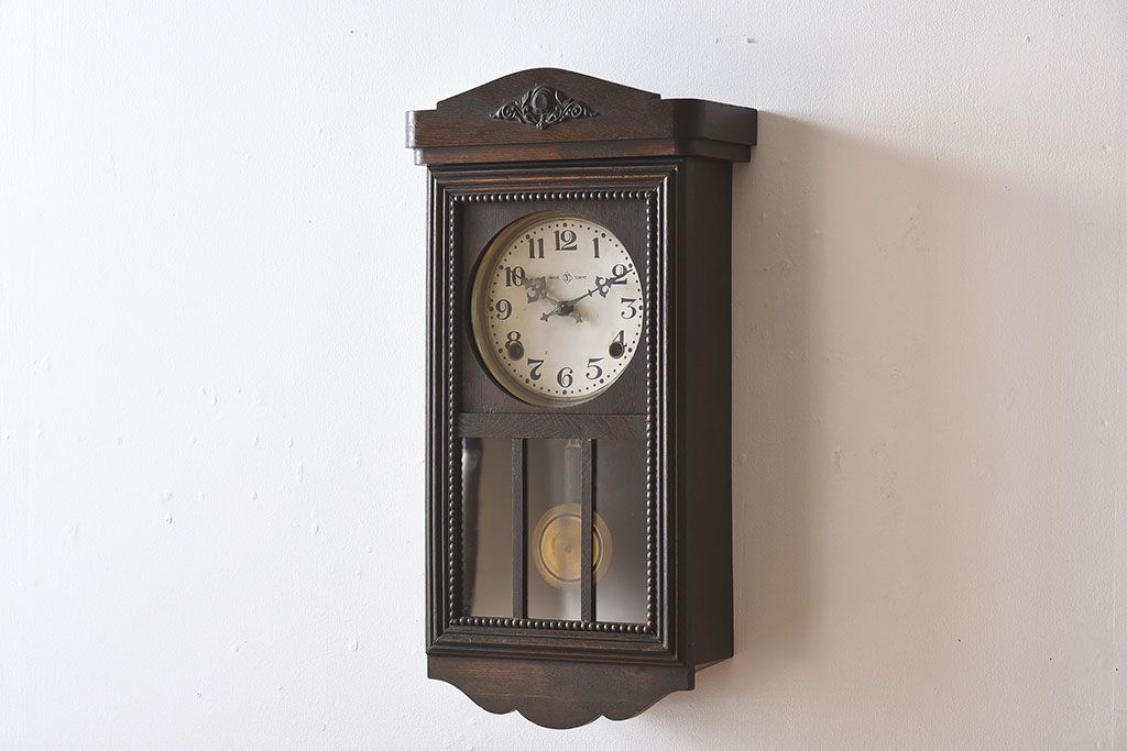 アンティーク雑貨　吉田時計　Yマーク　愛知県時計製造同業組合シール　古時計(振り子時計)