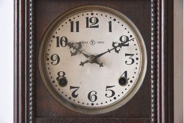 アンティーク雑貨　吉田時計　Yマーク　愛知県時計製造同業組合シール　古時計(振り子時計)