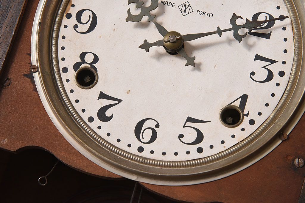 アンティーク雑貨　吉田時計　Yマーク　愛知県時計製造同業組合シール　古時計(振り子時計)