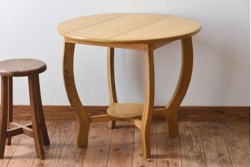 レトロ家具　ナラ材製　昭和レトロ　ラウンドテーブル(サイドテーブル)