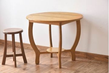 レトロ家具　ナラ材製　昭和レトロ　ラウンドテーブル(サイドテーブル)