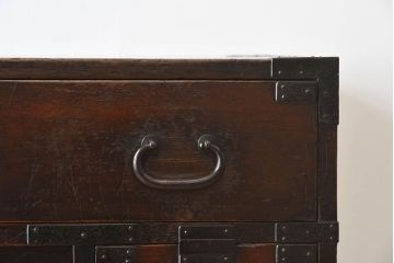 アンティーク家具　明治大正期　古民具・骨董　前面檜材　かくし付き!関西帳場箪笥(2)