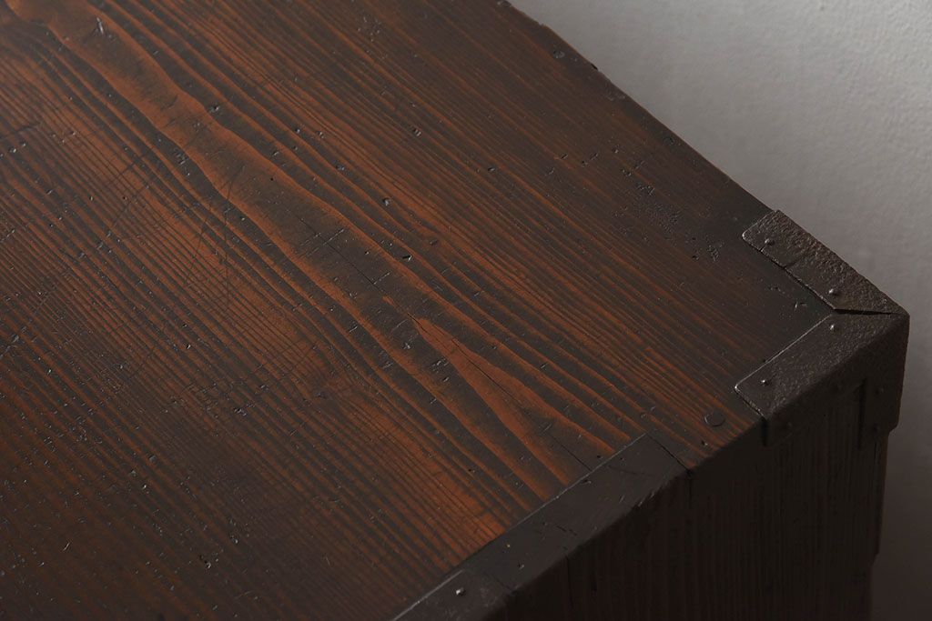 アンティーク家具　明治大正期　古民具・骨董　前面檜材　かくし付き!関西帳場箪笥(2)
