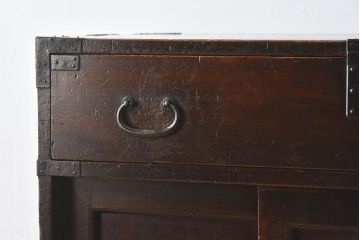 アンティーク家具　明治大正期　古民具・骨董　前面檜材　かくし付き!関西帳場箪笥(2)