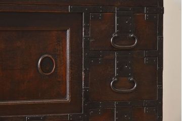 アンティーク家具　明治大正期　古民具・骨董　前面檜材　かくし付き!関西帳場箪笥(2)