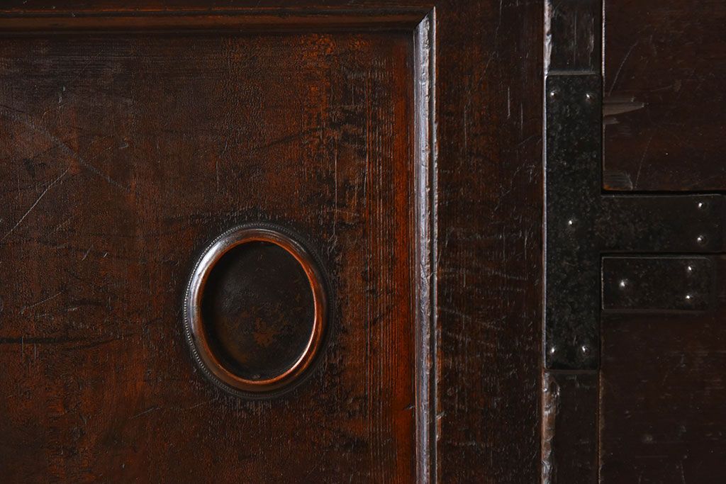 アンティーク家具　明治大正期　古民具・骨董　前面檜材　かくし付き!関西帳場箪笥(2)