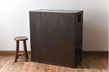 アンティーク家具　明治大正期　古民具・骨董　前面檜材　かくし付き!関西帳場箪笥(2)