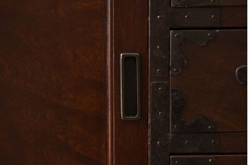 アンティーク家具　明治期　古民具・骨董　前面欅材　玉杢!アンティーク帳場箪笥