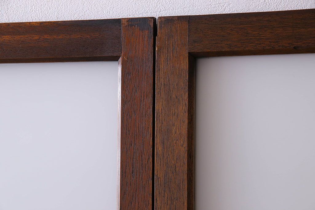 和製アンティーク　すりガラス入り!古い木のガラス戸2枚セット(2)