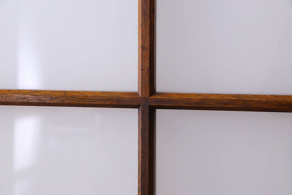 和製アンティーク　すりガラス入り!古い木のガラス戸2枚セット(2)