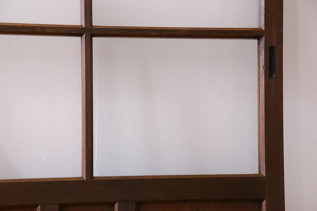 和製アンティーク　すりガラス入り!古い木のガラス戸2枚セット(2)