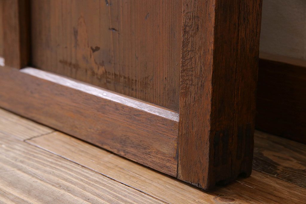 和製アンティーク　すりガラス入り!古い木のガラス戸2枚セット(2)