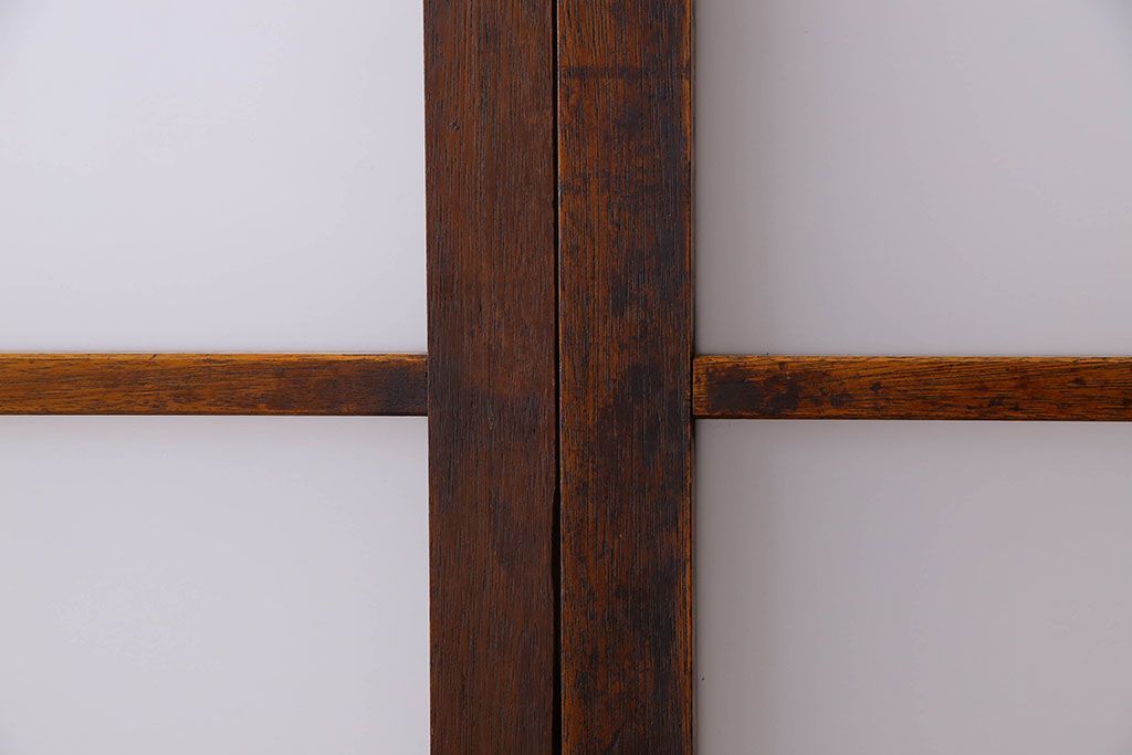 和製アンティーク　すりガラス入り!古い木のガラス戸2枚セット(2)