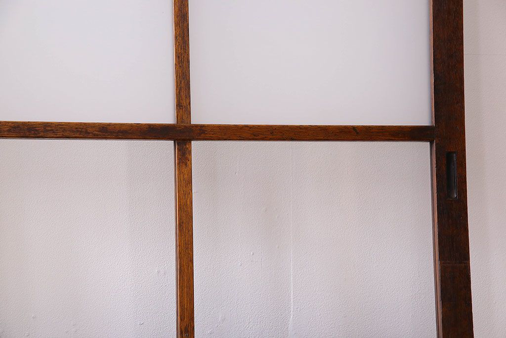 和製アンティーク　すりガラス入り!古い木のガラス戸2枚セット(2)