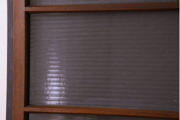 古い木のアンティークガラス戸　銀モールガラス入り