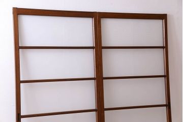 古い木のアンティークガラス戸　銀モールガラス入り