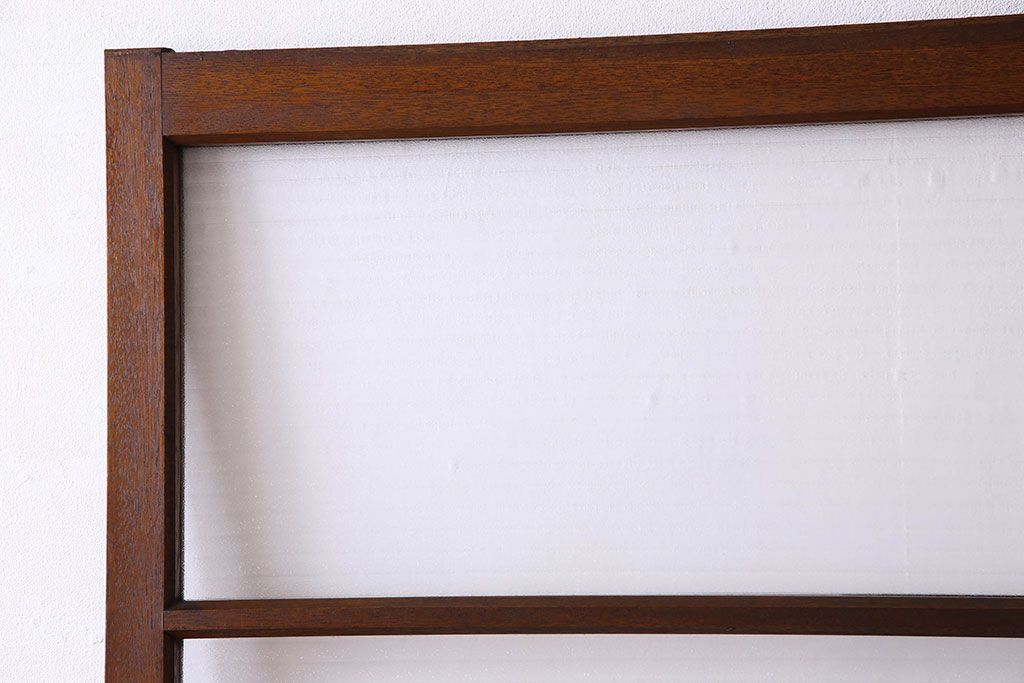 古い木のアンティークガラス戸　銀モールガラス入り