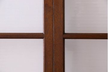 古い木のアンティークガラス戸　銀モールガラス入り