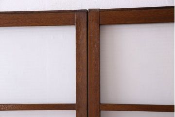 古い木のアンティークガラス戸　銀モールガラス入り