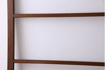 古い木のアンティークガラス戸　銀モールガラス入り