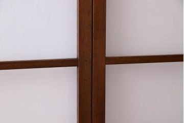 古い木のアンティークガラス戸　銀モールガラス入り