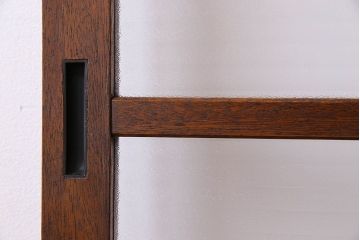古い木のアンティークガラス戸　銀モールガラス入り